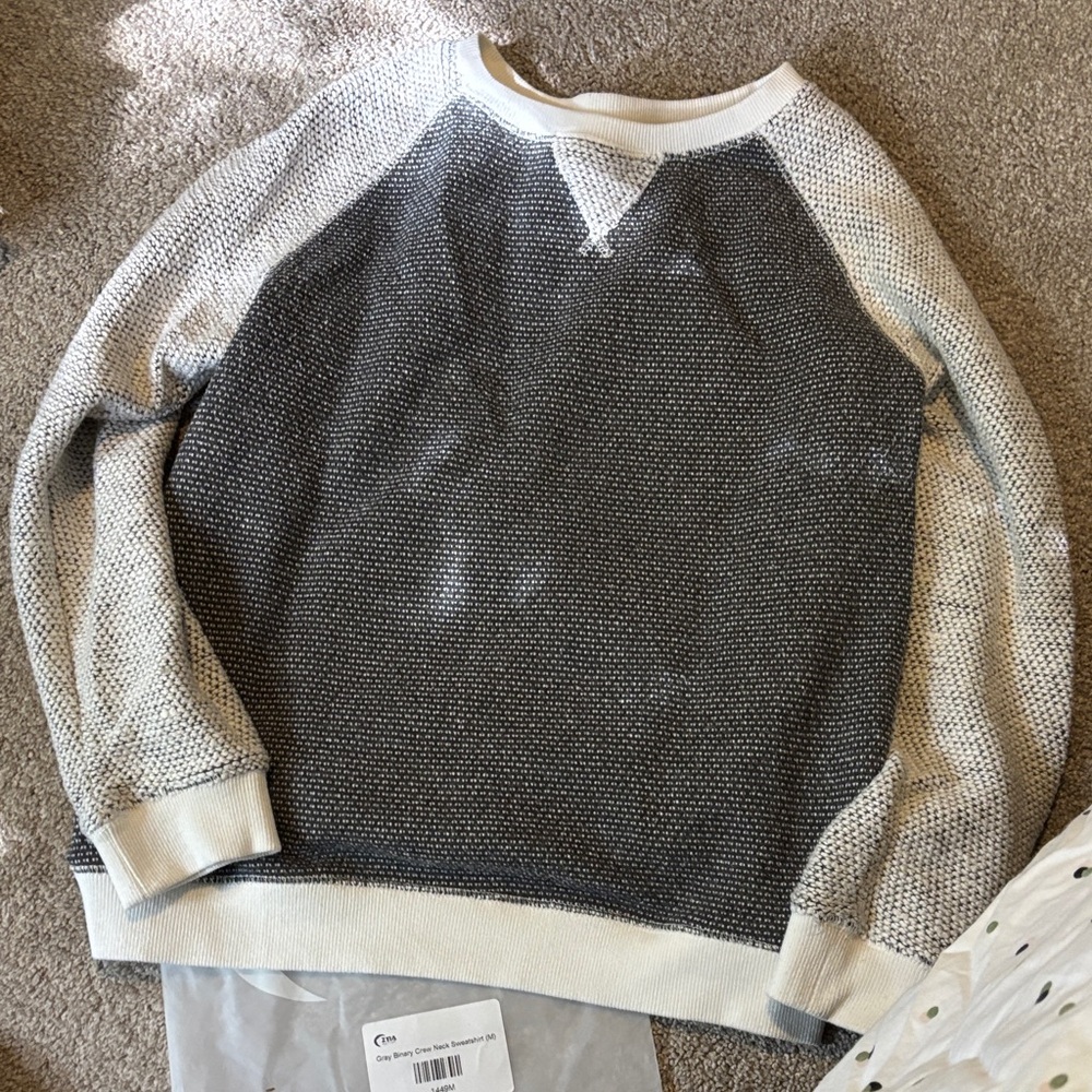 Women’s Gray And White Binary Crew Neck Sweatshirt - image 1